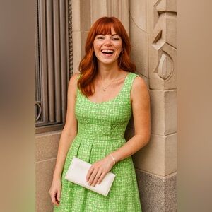 Calvin Klein Green Patterned Dress